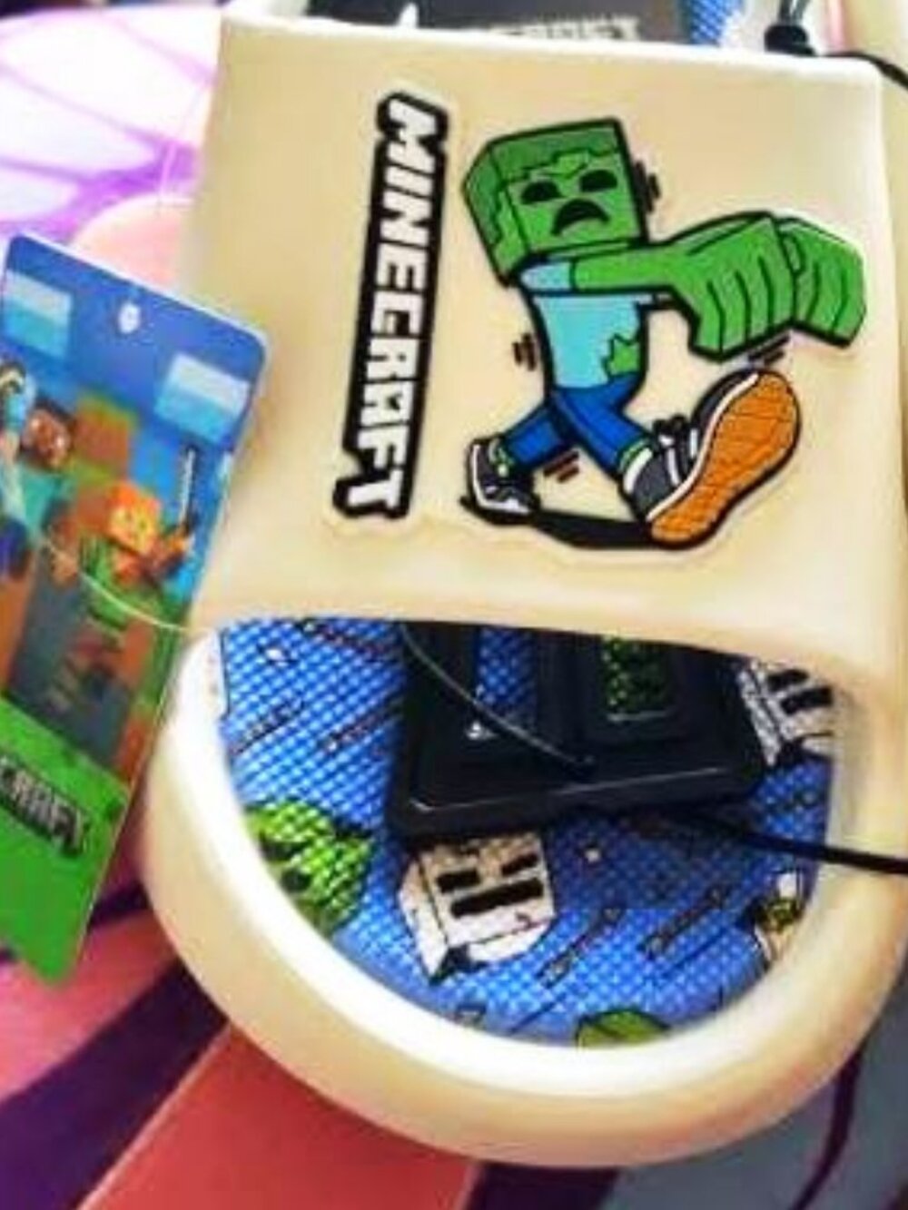 [NEW] BOY'S MINECRAFT SLIDE SANDALS BIG KIDS SIZE 6